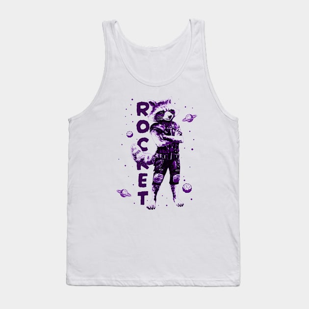 raccoon Rock - space retro element Tank Top by HANASUISI